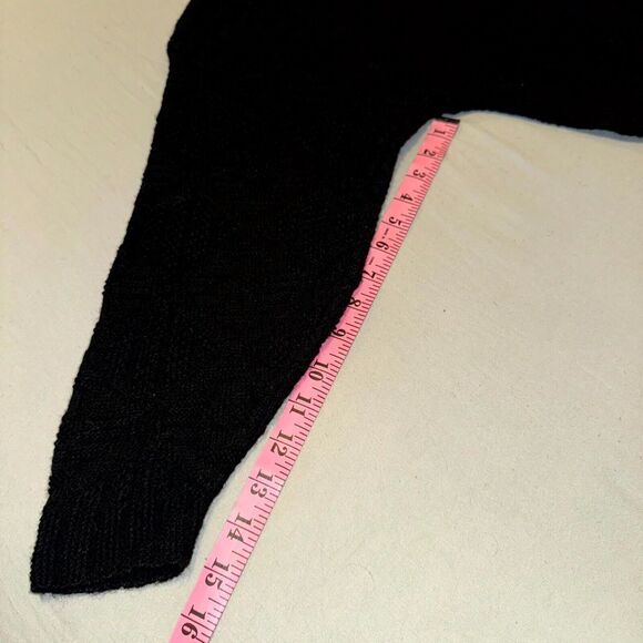 Y2K Spunky Ribbed Sweater Women's Black Knit Mock Neck 3/4 Sleeve Pullover L - Picture 5 of 7